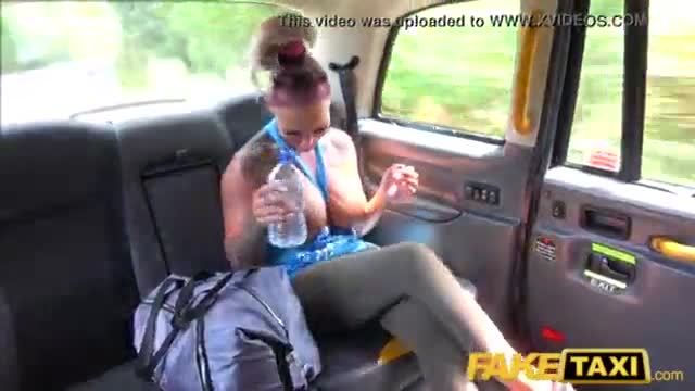 Fake taxi busty blonde gym bunny tattooed milf gets anal workout