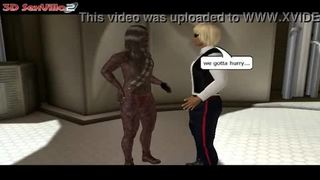 3d cartoon hottie takes a cock inside her on the spaceship